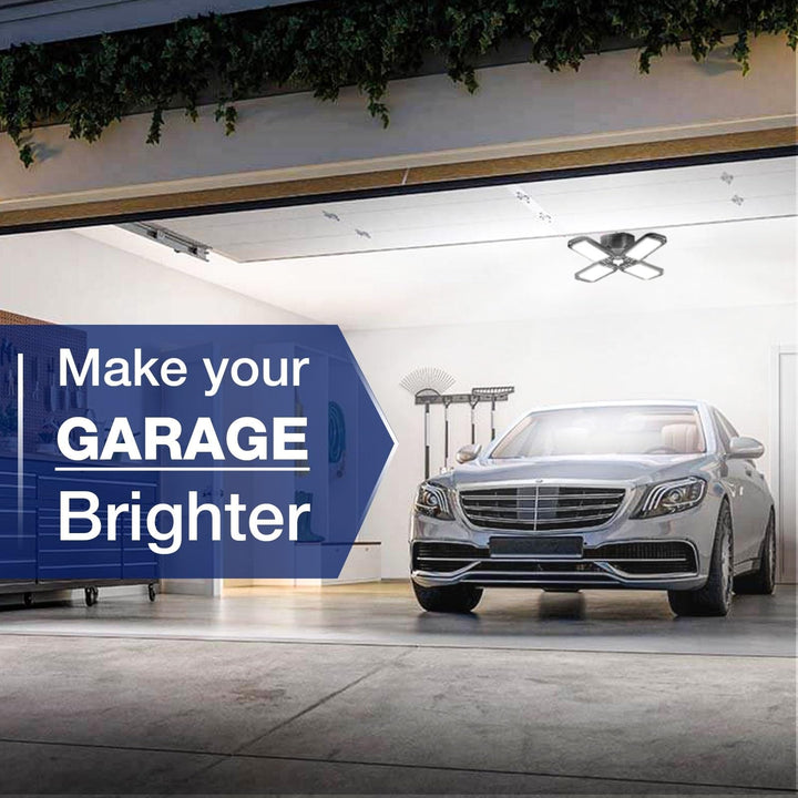 80-watt Black Deformable Led Adjustable Garage Light Semi-flush Mount Lighting - Diamond Home USA