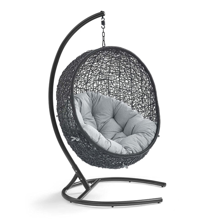 Modway EEI-739-GRY-SET Encase Wicker Rattan Outdoor Patio Porch Lounge Egg Swing Grey - Diamond Home USA