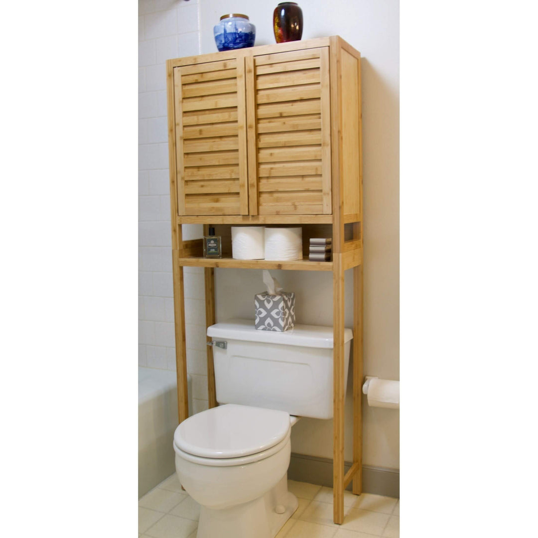 Burning Tree Solid Bamboo Over The Toilet Tan Modern Contemporary Natural Finish