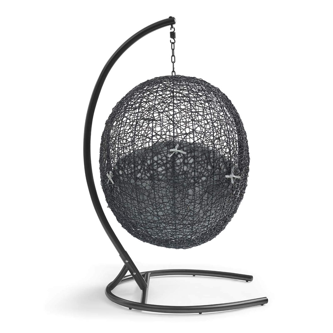 Modway EEI-739-GRY-SET Encase Wicker Rattan Outdoor Patio Porch Lounge Egg Swing Grey - Diamond Home USA