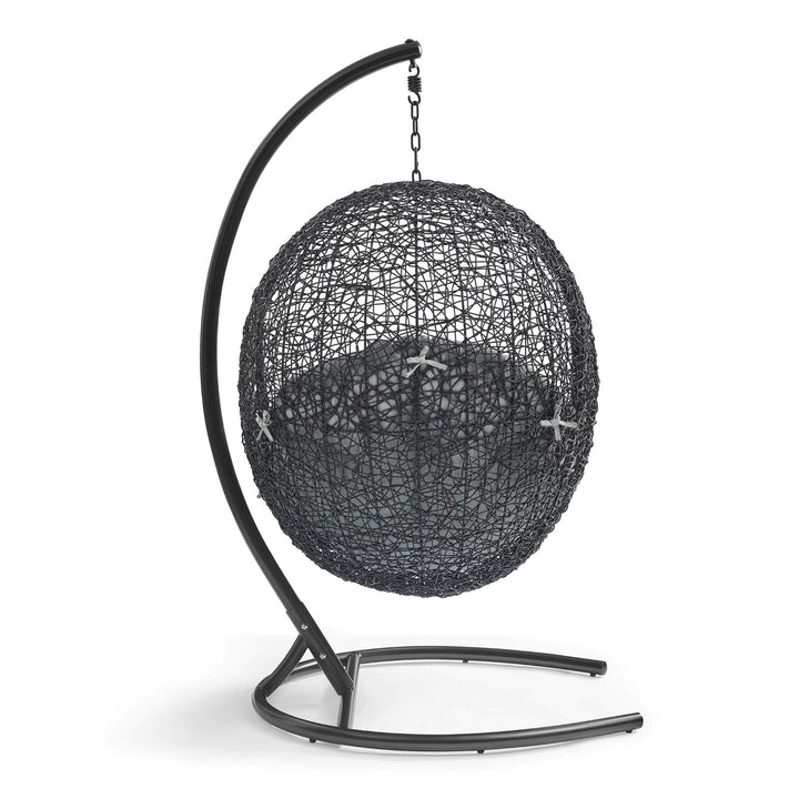 Modway EEI-739-GRY-SET Encase Wicker Rattan Outdoor Patio Porch Lounge Egg Swing Grey - Diamond Home USA