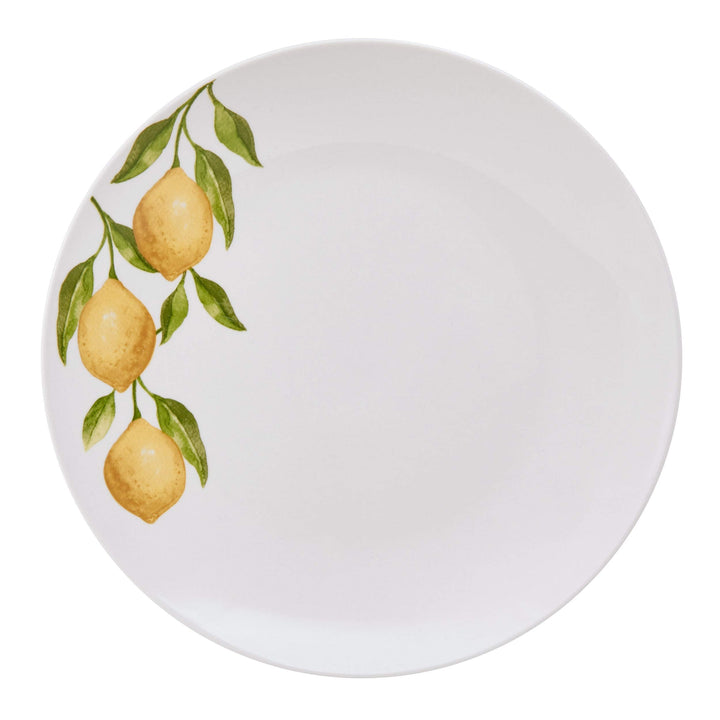 Country Lemon 16pc Dinnerware Set Yellow Fruit Casual Round Porcelain 16 Piece - Diamond Home USA