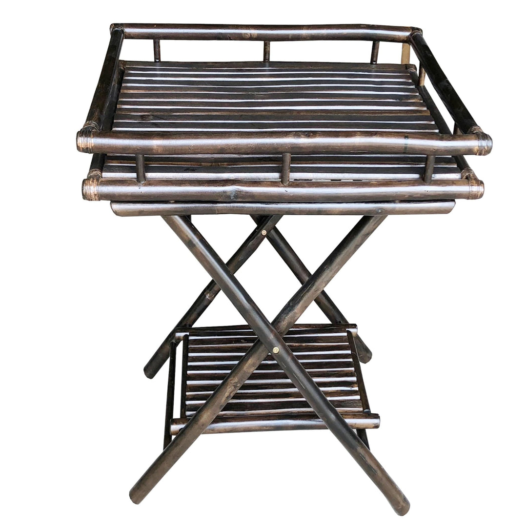 Statra Bamboo Butler Table With Removable Serving Tray Espresso