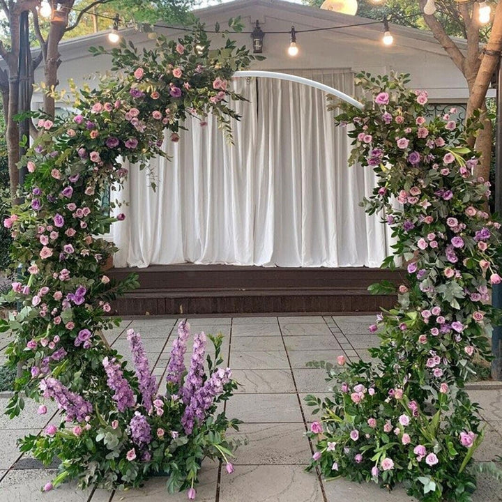 Large ircle Wedding Arch Round Garden Archway Arbors Stand 84" h White Modern - Diamond Home USA