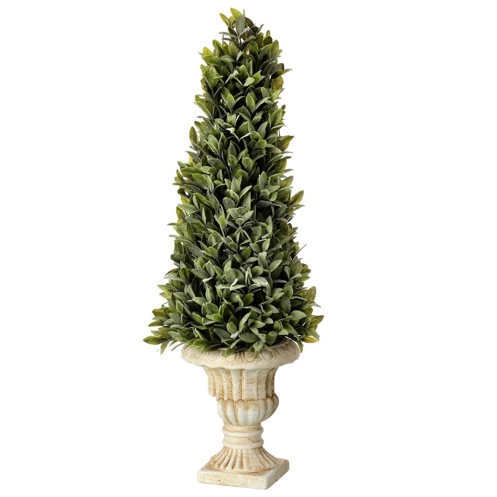 24 in. Artificial Flocked Sage Cone Topiary Potted Grey Green - Inches - Diamond Home USA