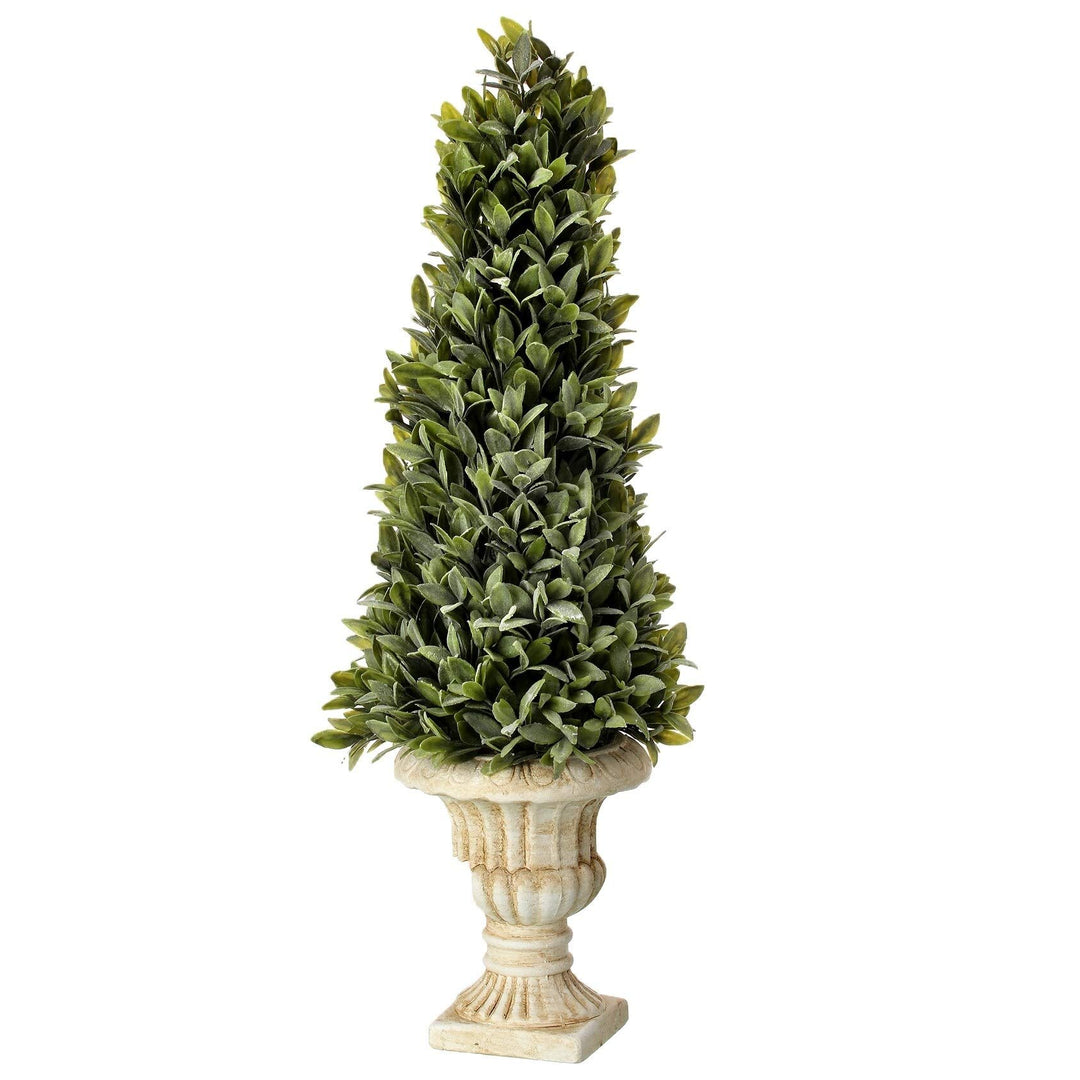 24 in. Artificial Flocked Sage Cone Topiary Potted Grey Green - Inches - Diamond Home USA