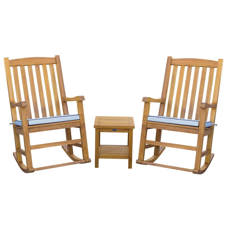 Outdoor Teak Wood Patio End Table with Shelf Brown Traditional Square Weather - Diamond Home USA