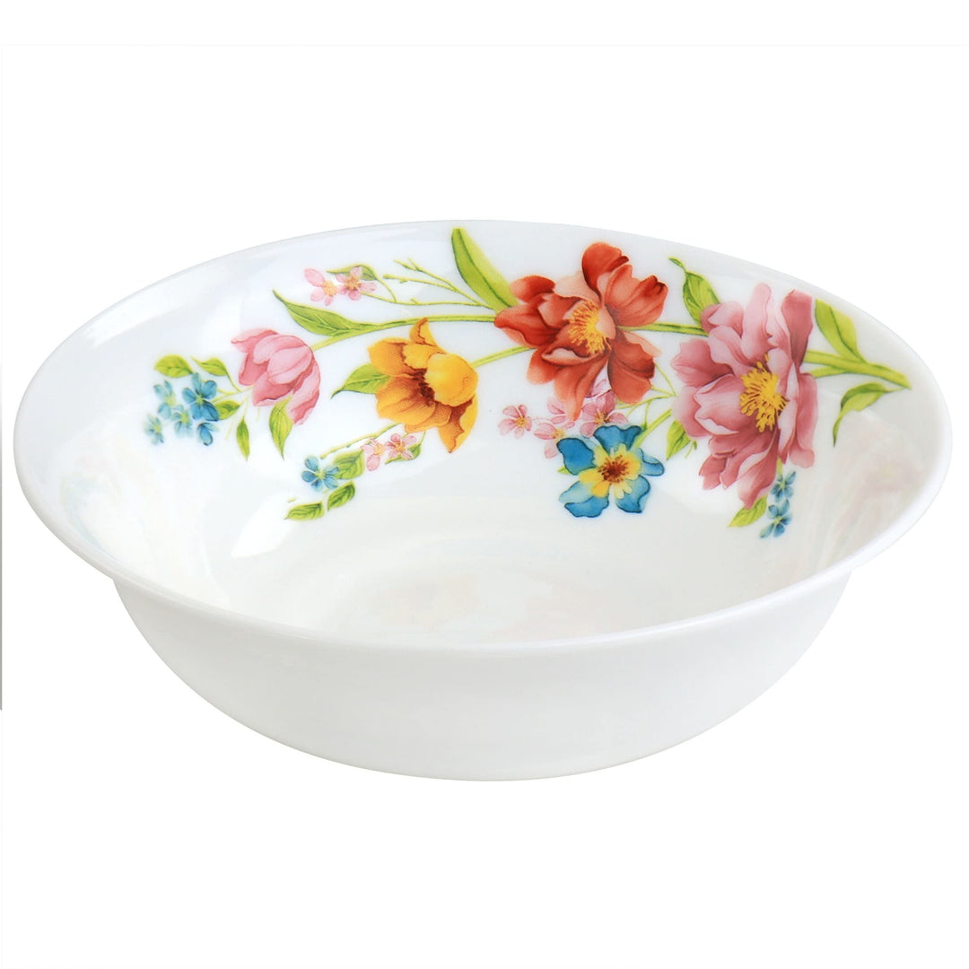 12 Piece Tempered Opal Glass Dinnerware Set Multi Color Floral Traditional Round - Diamond Home USA