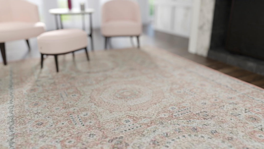 Rugs America Harper HY60A Pink emonade Transitional Vintage Pink Non-Shedding 5'x7' - Diamond Home USA