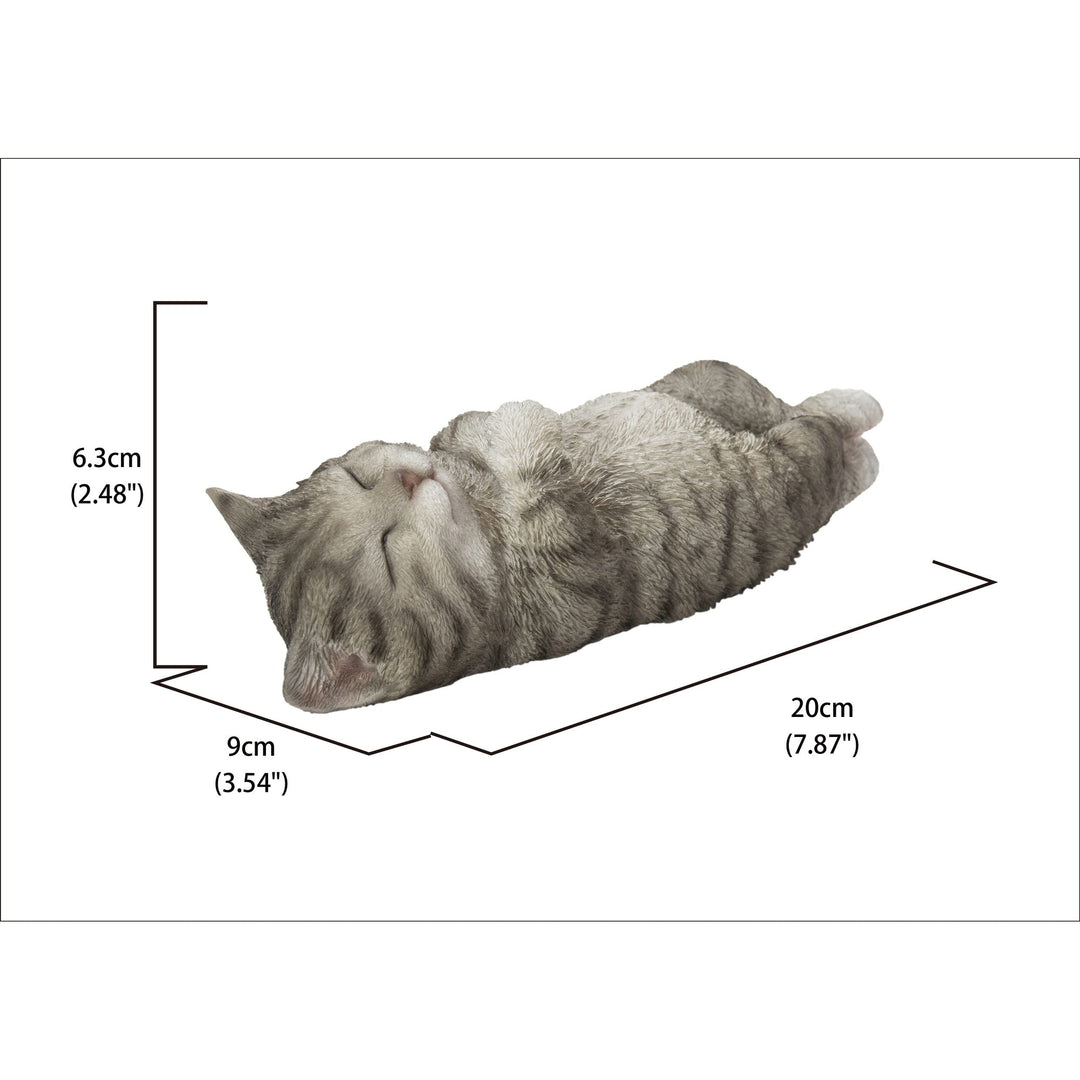 Sleeping Cat Grey Ultra Realistic Garden Statue Multi Color Polyresin - Diamond Home USA