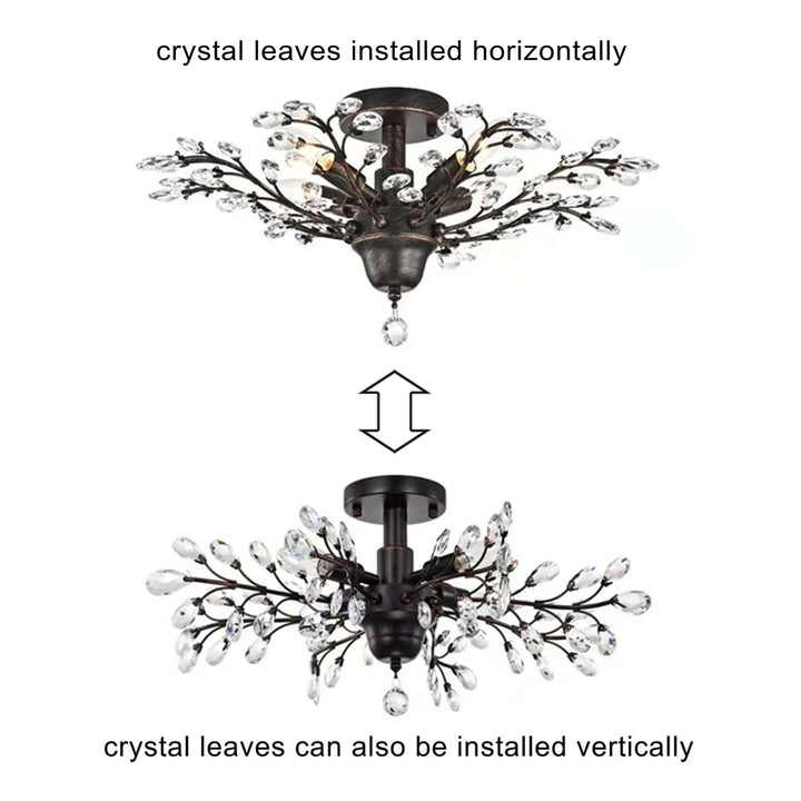 The Lighting Store Holly 4-Light Antique Copper Crystal Leaves Flush Mount - Diamond Home USA