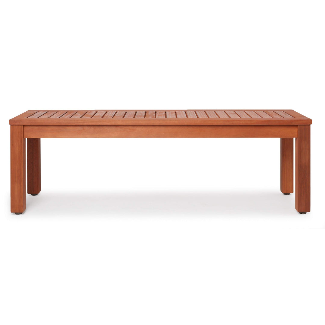 Eucalyptus Backless Patio Bench Natural Mid-Century Modern 100% Fsc Wood Water - Diamond Home USA