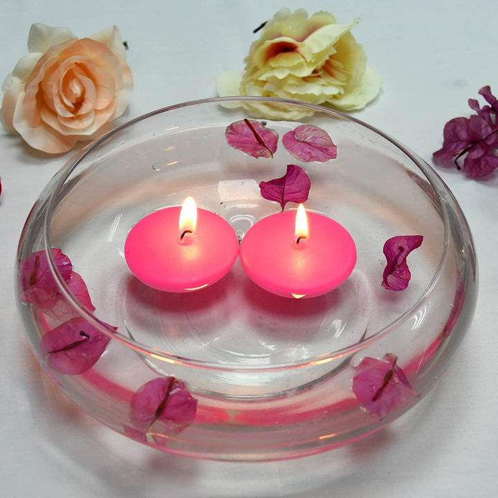 Zest Candle 24-Piece Floating Candles 2.25-Inch Hot Pink