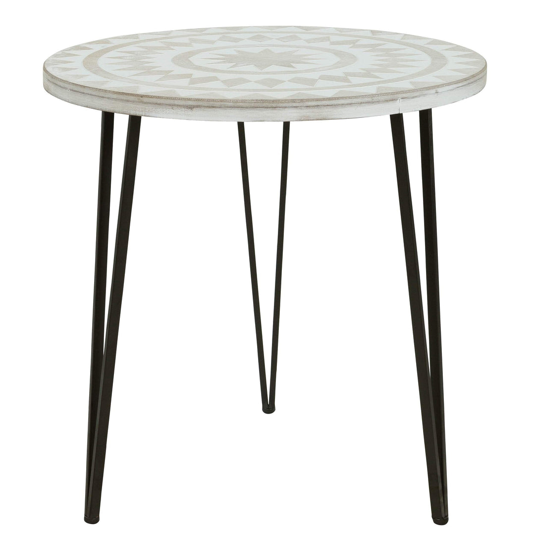 Bohemain Accent Table - 24" h X 23.5" w 23.5" d Beige Farmhouse Modern - Diamond Home USA