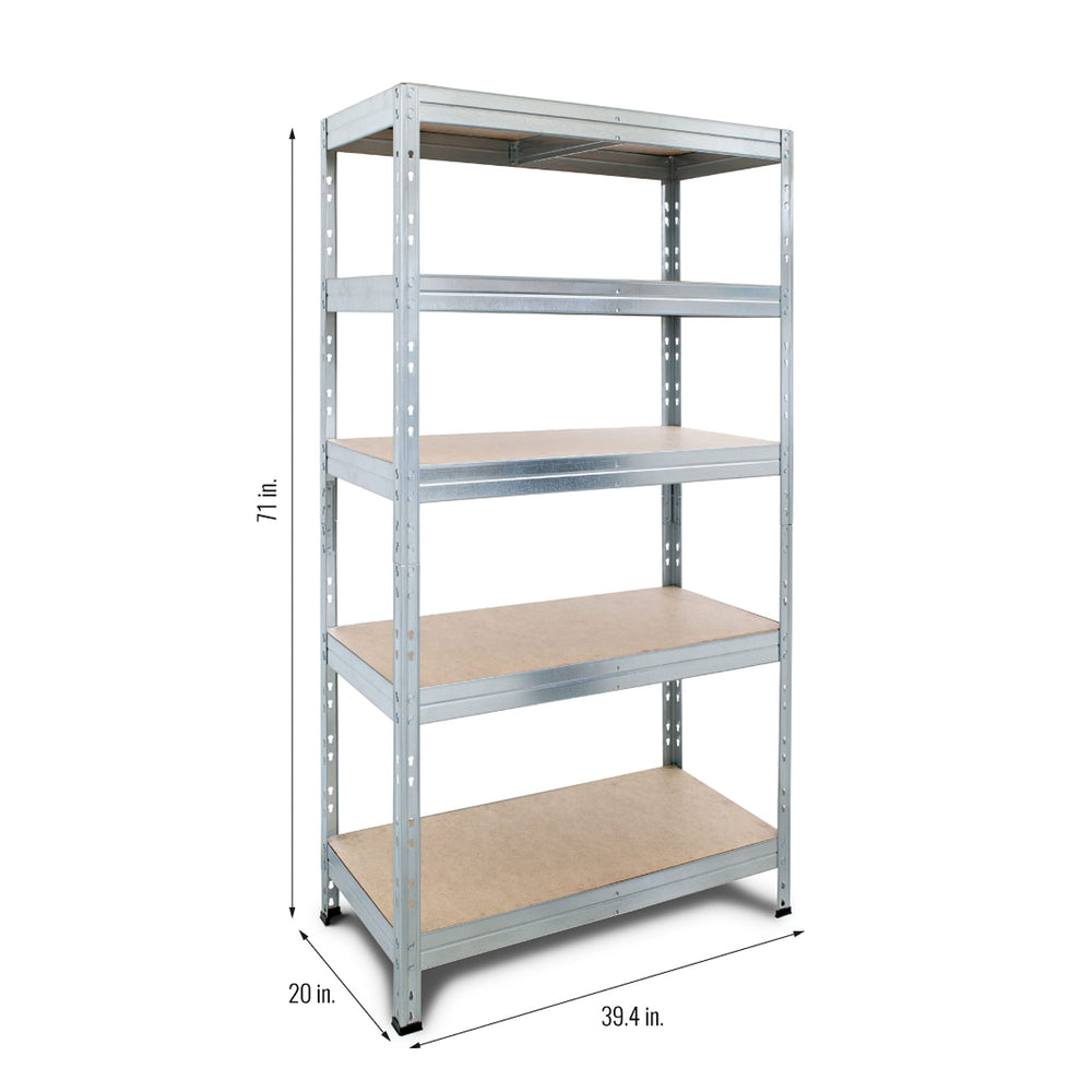 Shelving Storage Rack 39 20 Lb. Galvanized 71" H X 39" L 20" D Silver Steel - Diamond Home USA