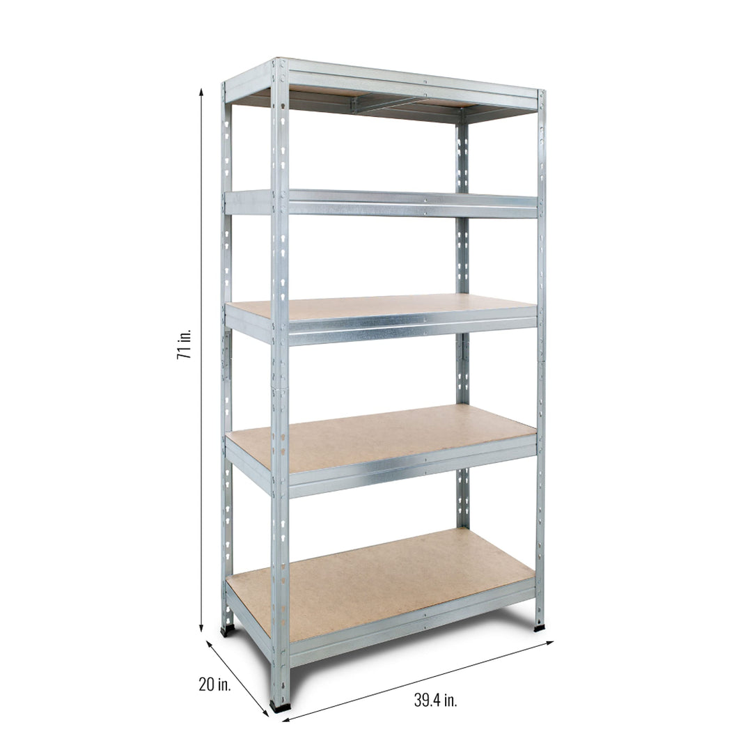 Shelving Storage Rack 39 20 Lb. Galvanized 71" H X 39" L 20" D Silver Steel - Diamond Home USA
