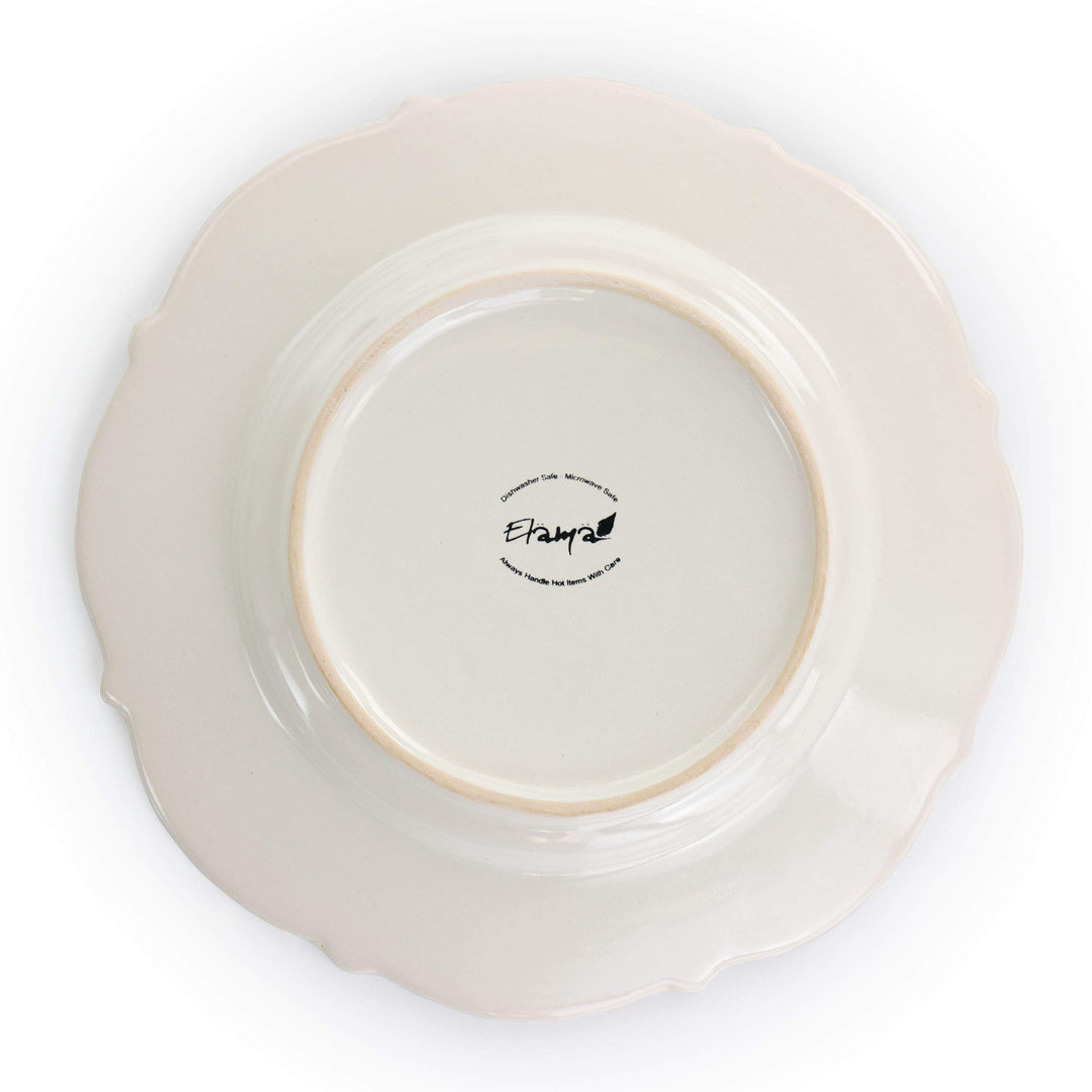 16 Piece Embossed Scalloped Stoneware Dinnerware Set in White Textured Casual - Diamond Home USA