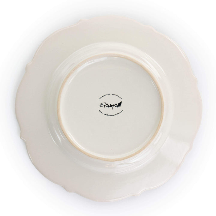 16 Piece Embossed Scalloped Stoneware Dinnerware Set in White Textured Casual - Diamond Home USA