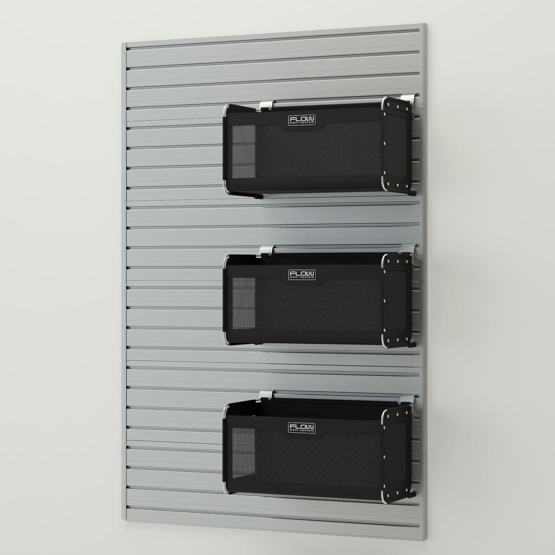 Flow Wall 4 Piece Slatwall Panel and 3 Soft Bins Storage Set For Garage - Diamond Home USA