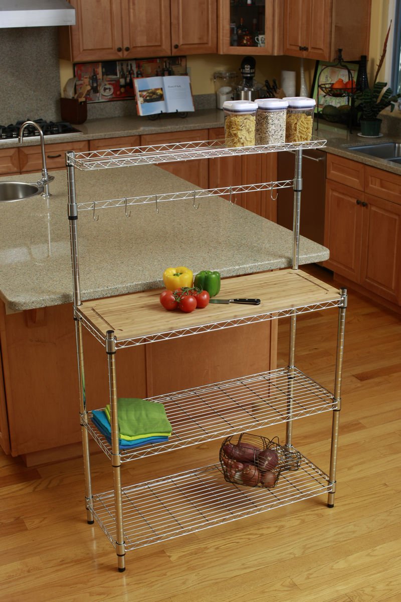 TRINITY EcoStorage Bakers Rack and Pantry Organizer with 3 Shelves Removable - Diamond Home USA