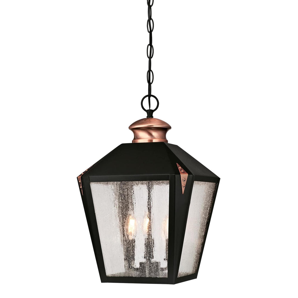 Three-light Outdoor Matte Black Finish with Washed Copper Accents and Clear - Diamond Home USA
