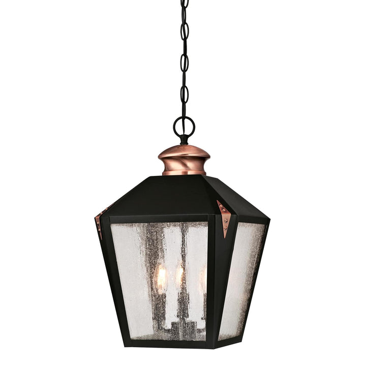 Three-light Outdoor Matte Black Finish with Washed Copper Accents and Clear - Diamond Home USA