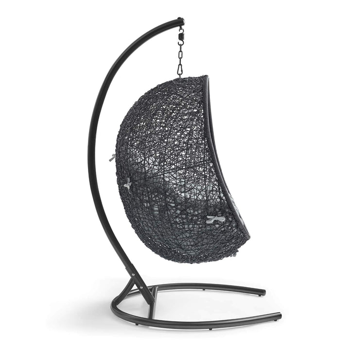 Modway EEI-739-GRY-SET Encase Wicker Rattan Outdoor Patio Porch Lounge Egg Swing Grey - Diamond Home USA