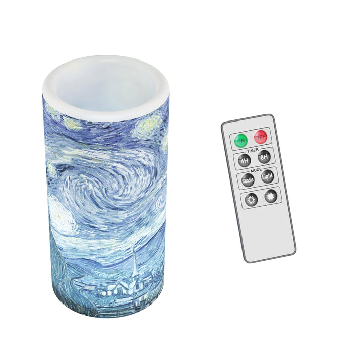 Led Starry Vanilla Scented Night Candle with Remote Control Art 1-piece - Diamond Home USA