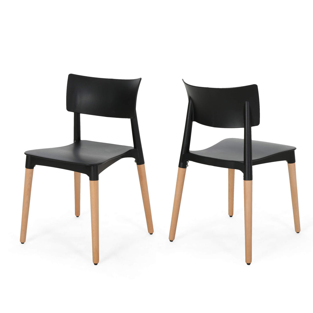 Christopher Knight Home Isabel Modern Dining Chair with Beech Wood Legs (Set Black, Natural