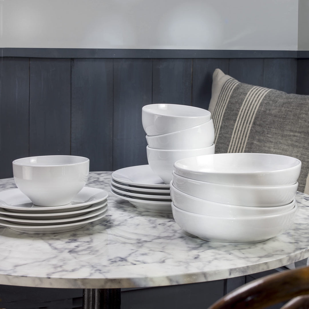 Euro Ceramica MontBlanc 16 Piece Double Bowl Porcelain Dinnerware Set ;With 4-PC - Diamond Home USA