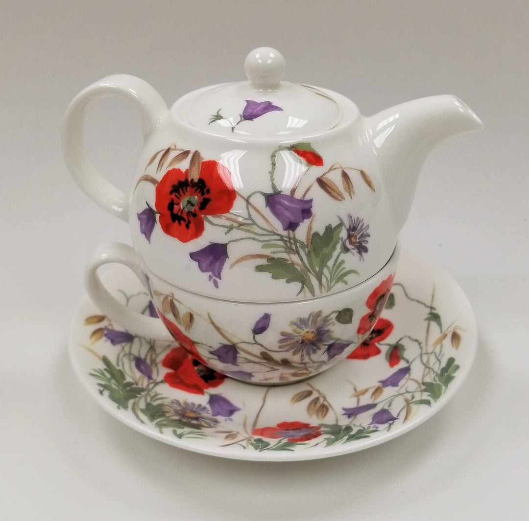 Roy Kirkham Tea for One Teapot with Tea Cup and Saucer - English Meadow - Diamond Home USA