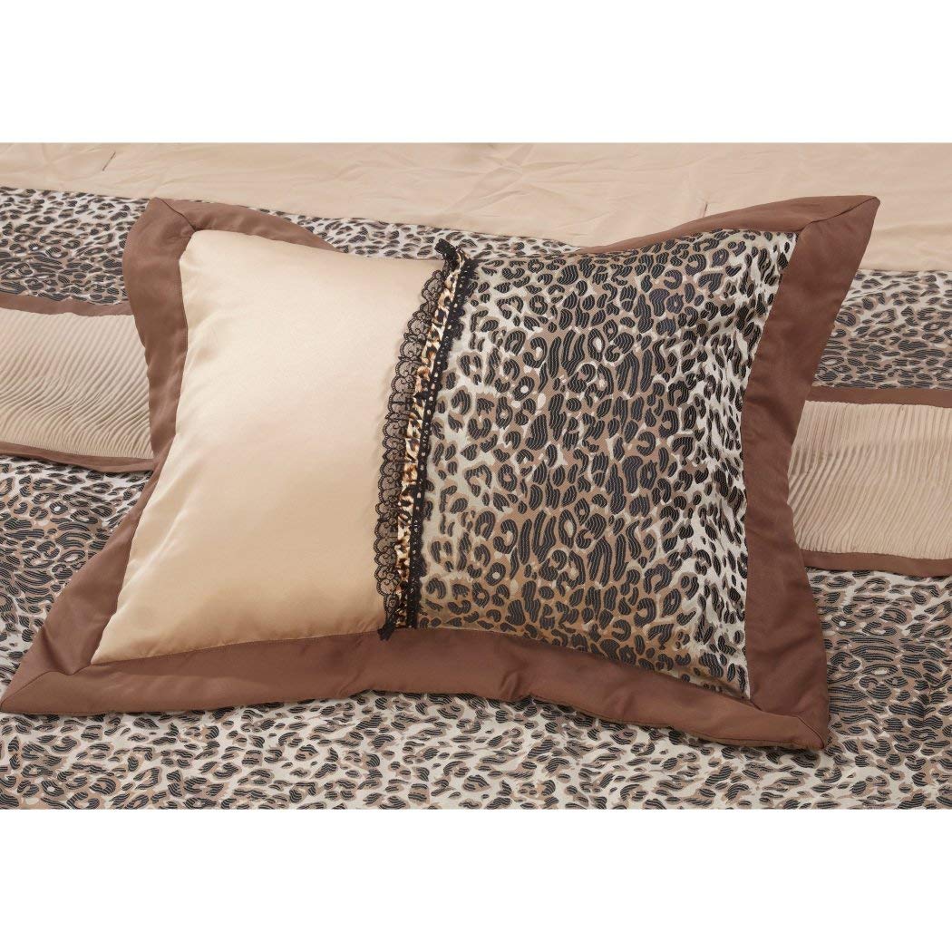 7-piece Ruched Jacquard Leopard Comforter Set
