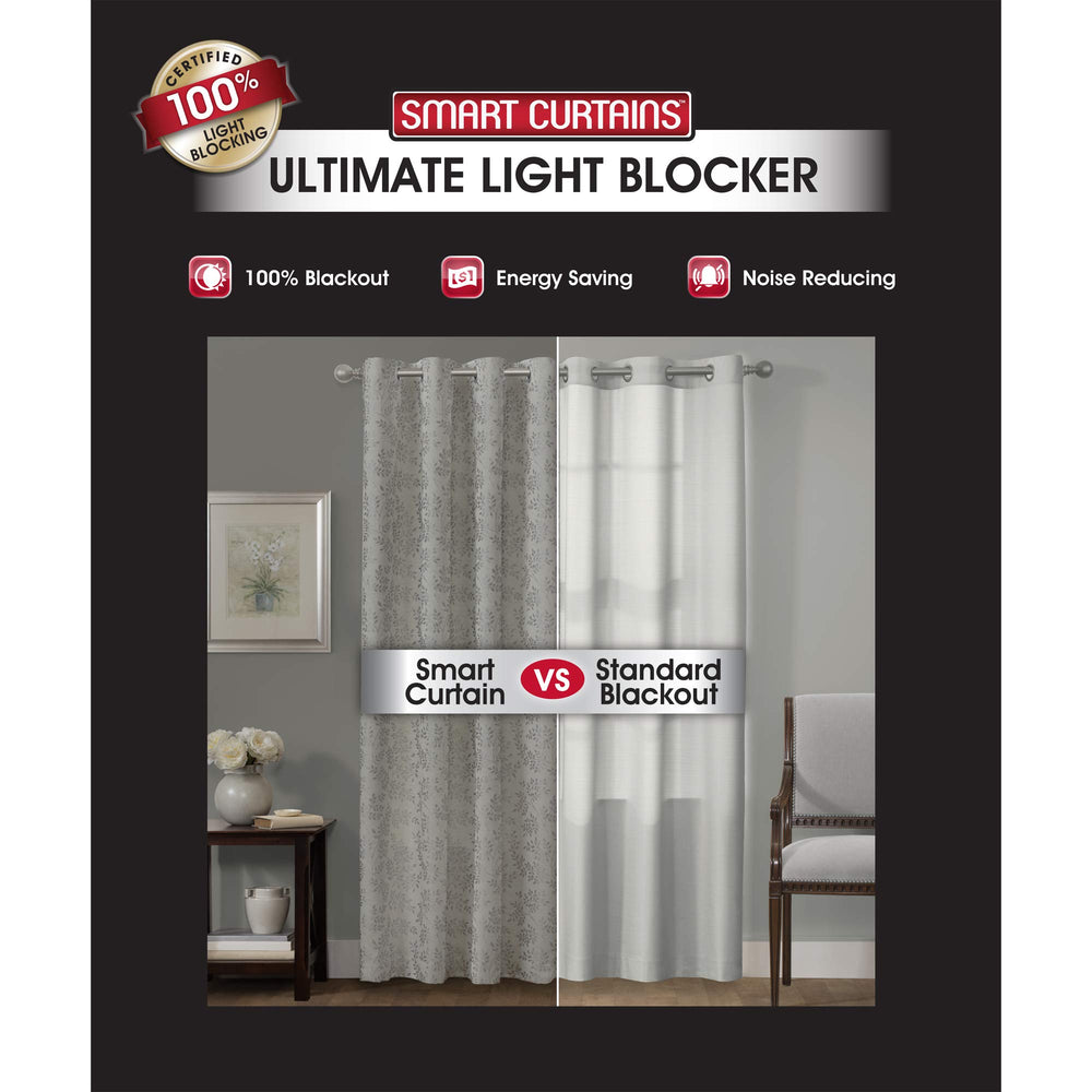 Maytex Smart Everly Blackout Window Curtain 50 inches x 84 inches Silver - Diamond Home USA