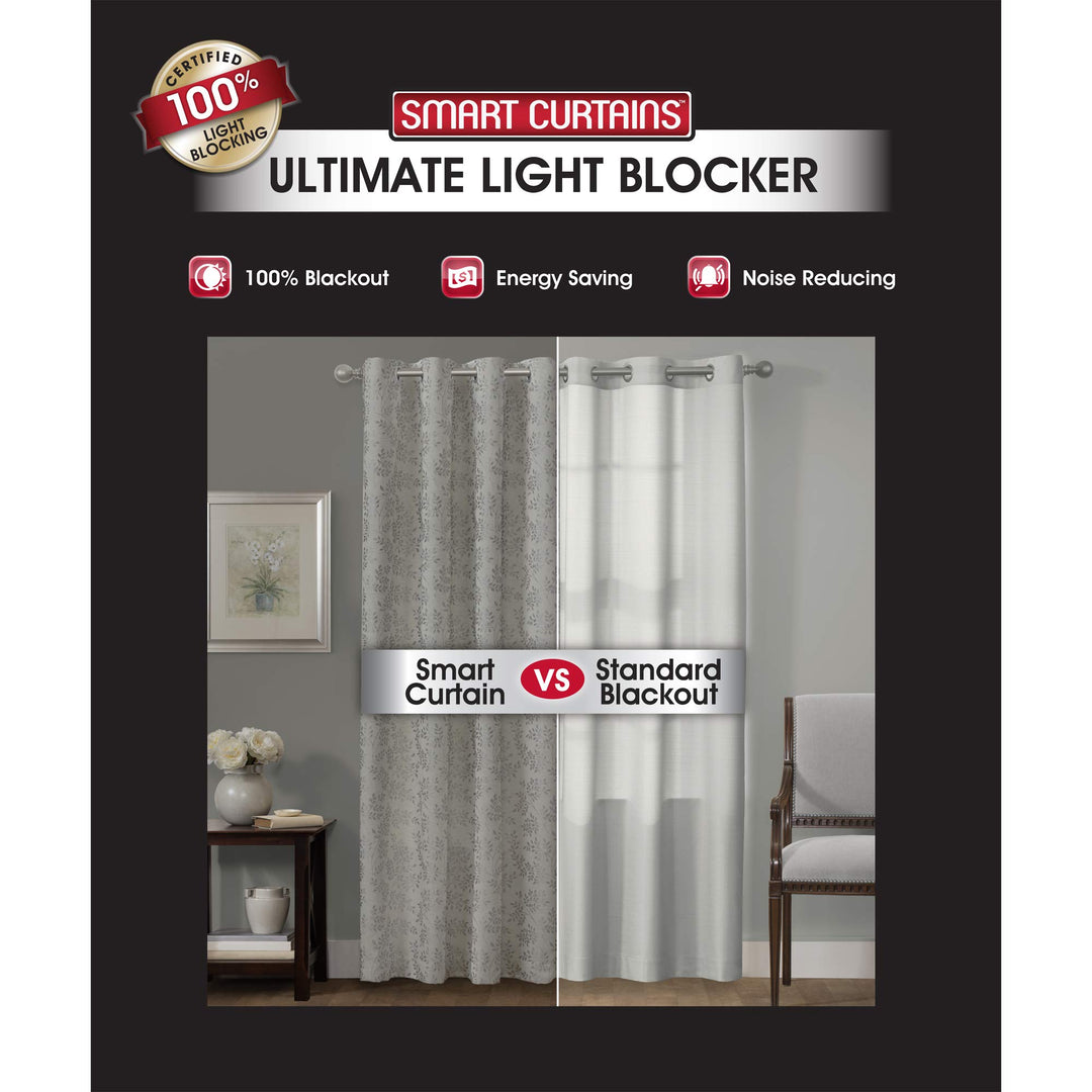 Maytex Smart Everly Blackout Window Curtain 50 inches x 84 inches Silver - Diamond Home USA