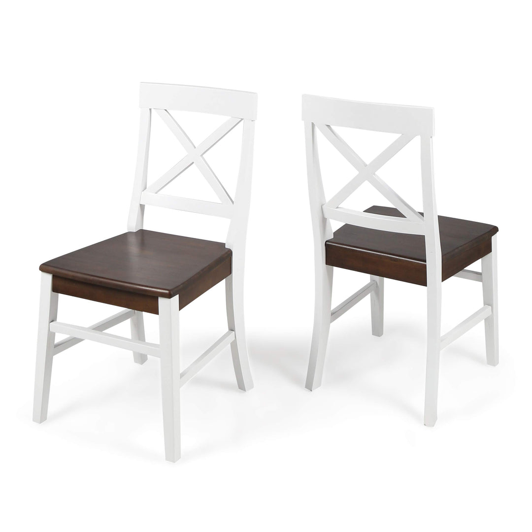 Christopher Knight Home Roshan Farmhouse Acacia Wood Dining Chairs White / White + Walnut