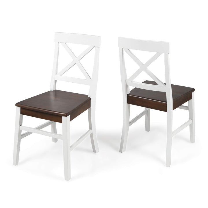 Christopher Knight Home Roshan Farmhouse Acacia Wood Dining Chairs White / White + Walnut