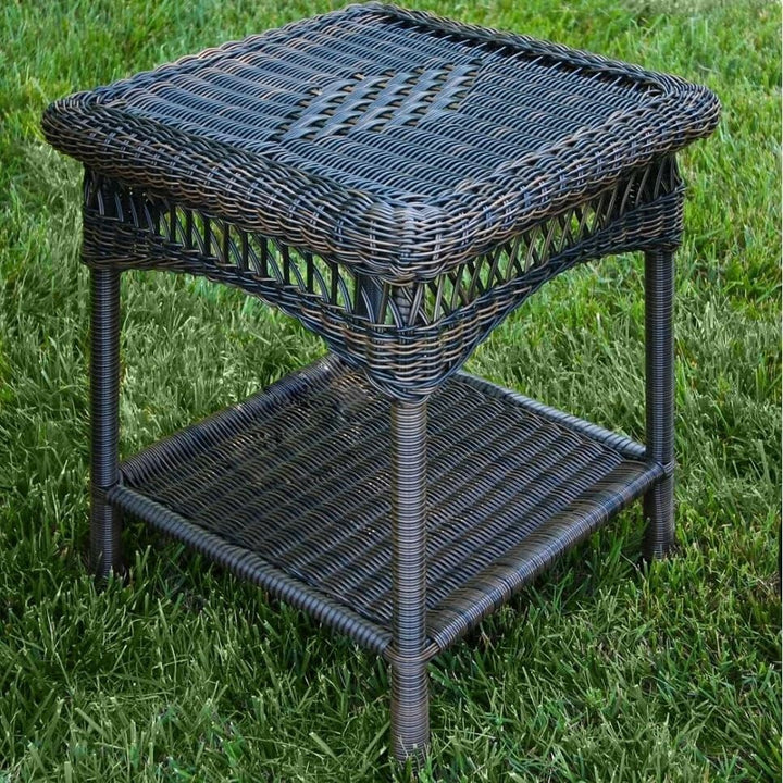 Tortuga Outdoor Portside Side Table - Dark Roast Wicker - Diamond Home USA
