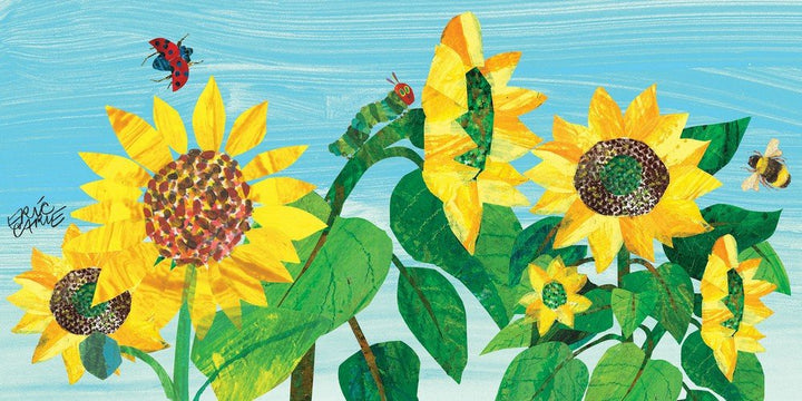 Eric Carle 'Sunflowers and Bugs' Painting Print on Wrapped Canvas 24" X 12" 24 X 12