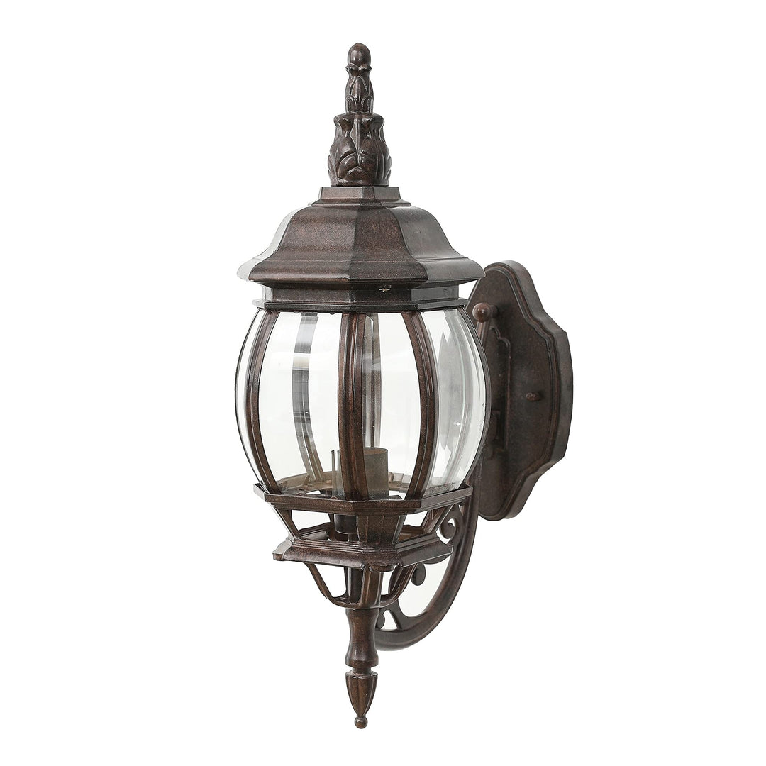 Aged Copper Finish Metal Outdoor Wall Sconce Light Brown Traditional Glass - Diamond Home USA