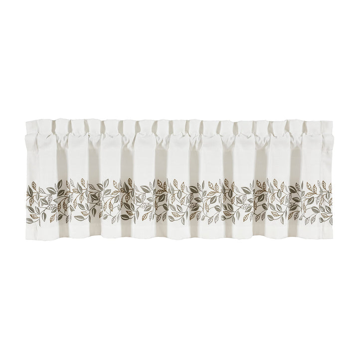 Window Straight Valance White Floral Transitional Polyester Lined - Diamond Home USA