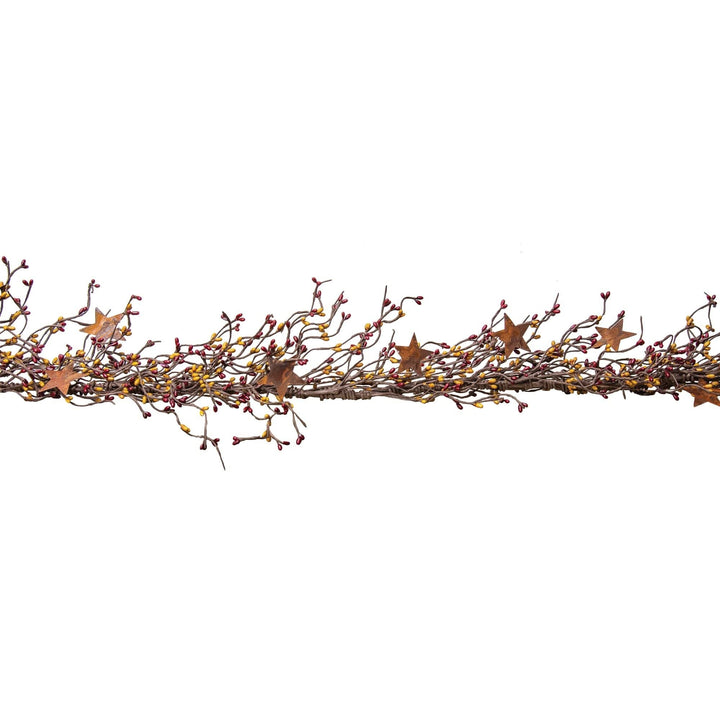 Pip Berry Garland with Stars Burgundy and Old Gold 40" Red/Gold 40 Inches Un-lit