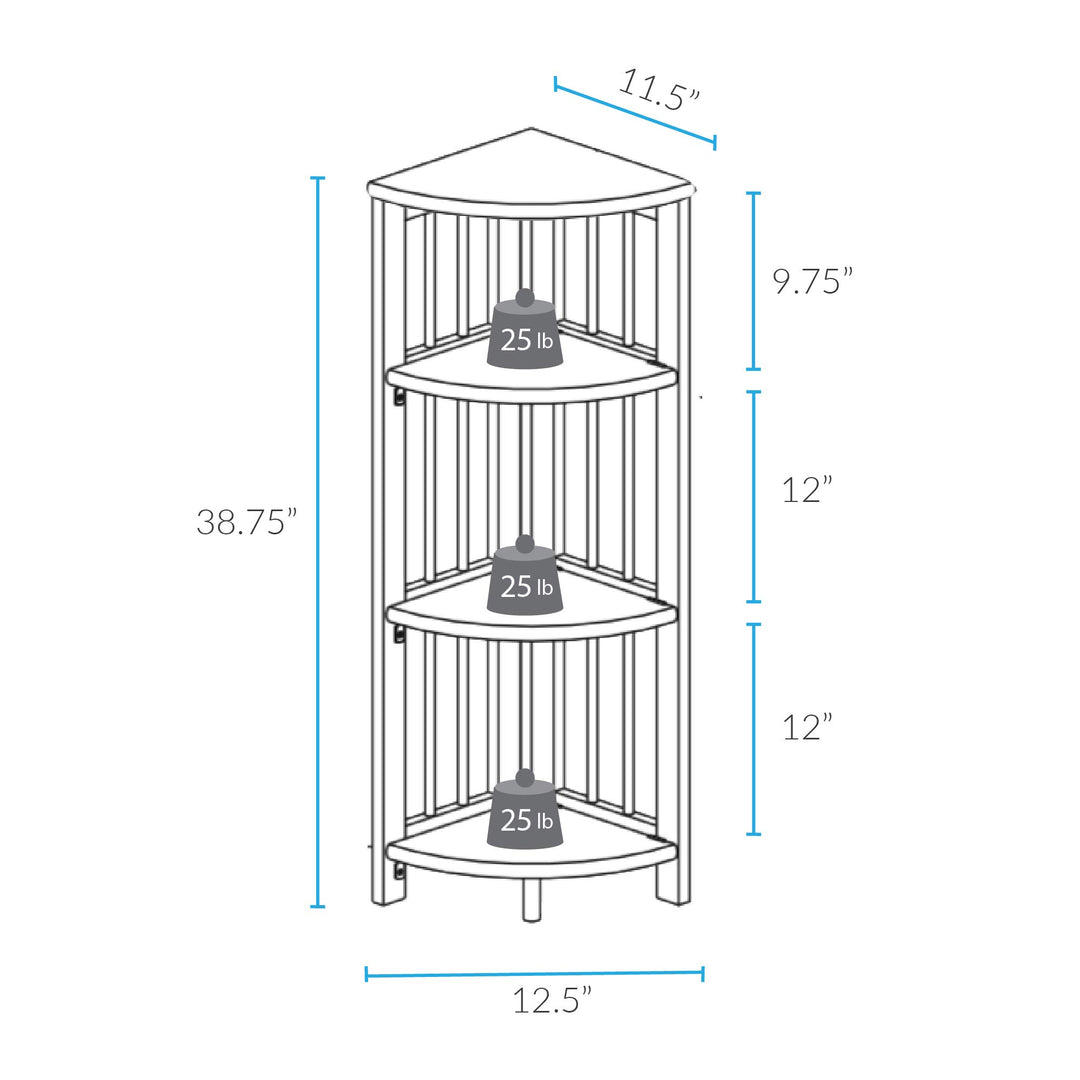 Casual Home 4-Shelf Corner Folding Bookcase Natural - Diamond Home USA