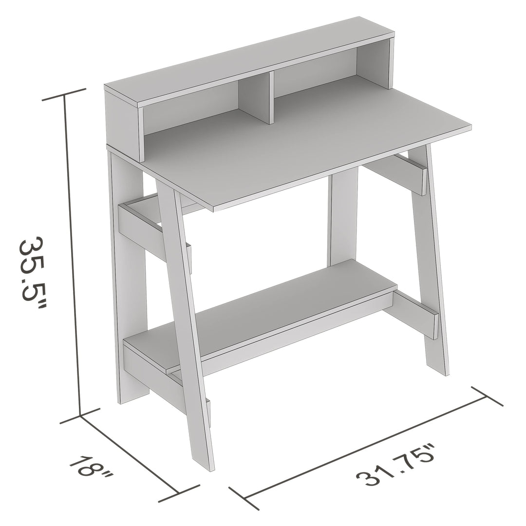 Computer Desk 31.5" Long/Dark Taupe with 2 Shelves for Home Office Modern - Diamond Home USA