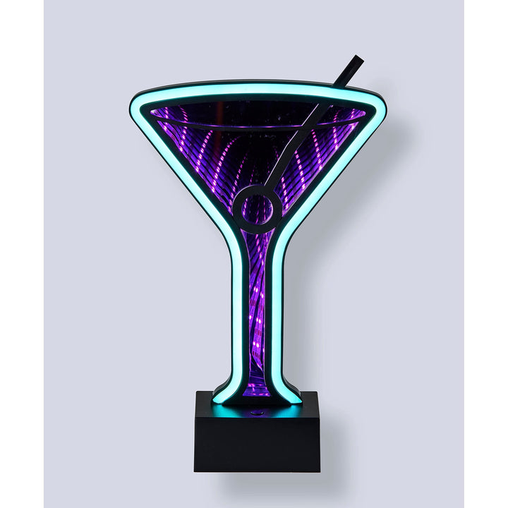 Neon Led Martini Glass Table Or Wall Lamp Black Transitional - Diamond Home USA