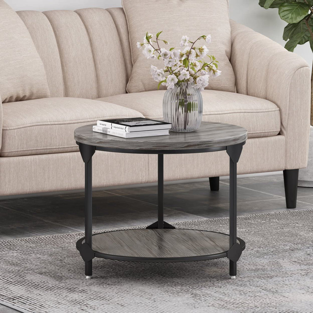 Christopher Knight Home Adeline Modern Industrial Round Coffee Table Gray Black - Diamond Home USA
