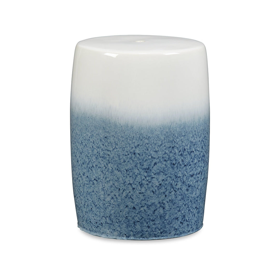Design White/Blue Stool 13" w X 13" d 18" h Blue White Casual Round Ceramic - Diamond Home USA
