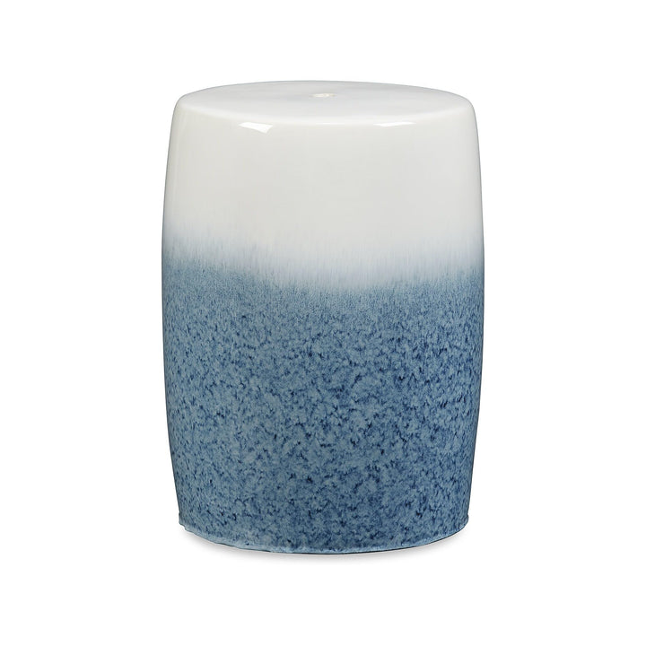 Design White/Blue Stool 13" w X 13" d 18" h Blue White Casual Round Ceramic - Diamond Home USA