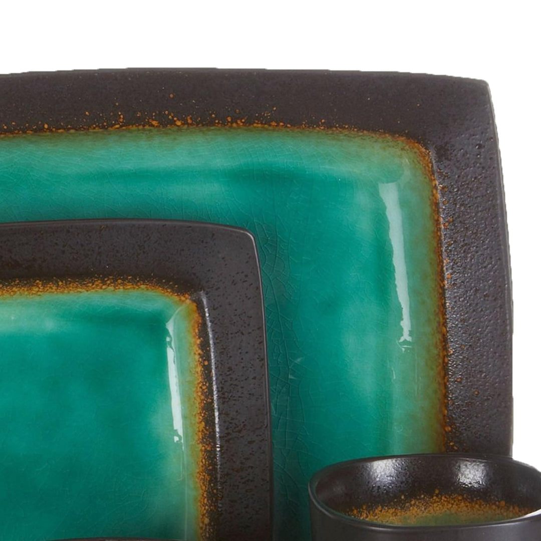 Gibson Reactive Stoneware Ocean Paradise 16 Piece Dinnerware Set Jade 91785.16 - Diamond Home USA