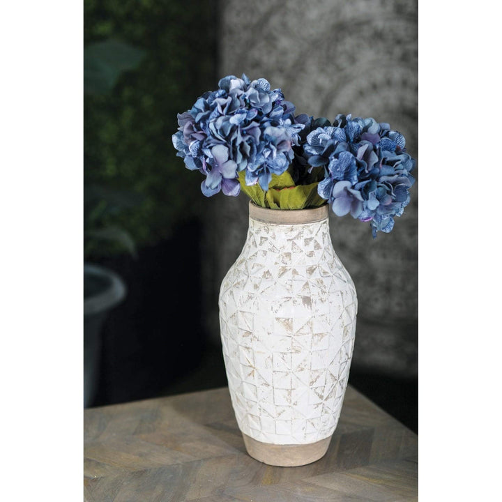 Coconut White Stoneware Vase Modern Contemporary - Diamond Home USA