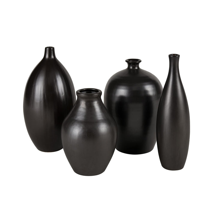 Vase Small Black Transitional Ceramic - Diamond Home USA